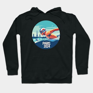 Paris 2024, swimmer, swimming arena, Athletics Hoodie